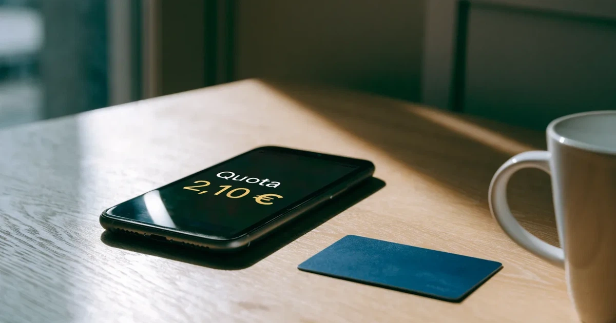 Uno smartphone e una carta di pagamento affiancati su un tavolo di legno, con alcune banconote da euro accanto