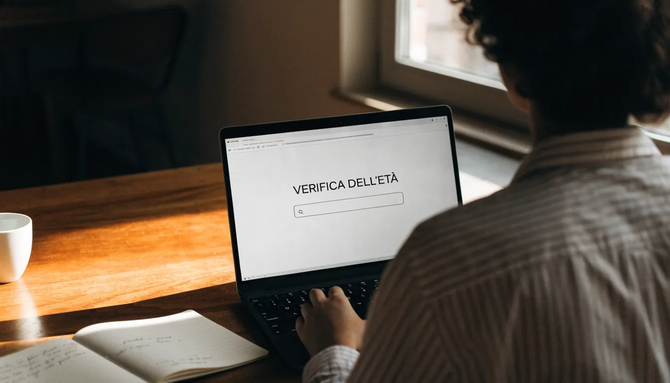 Un foglio di concessione in carta con un timbro rosso, appoggiato su una scrivania di legno accanto a una penna