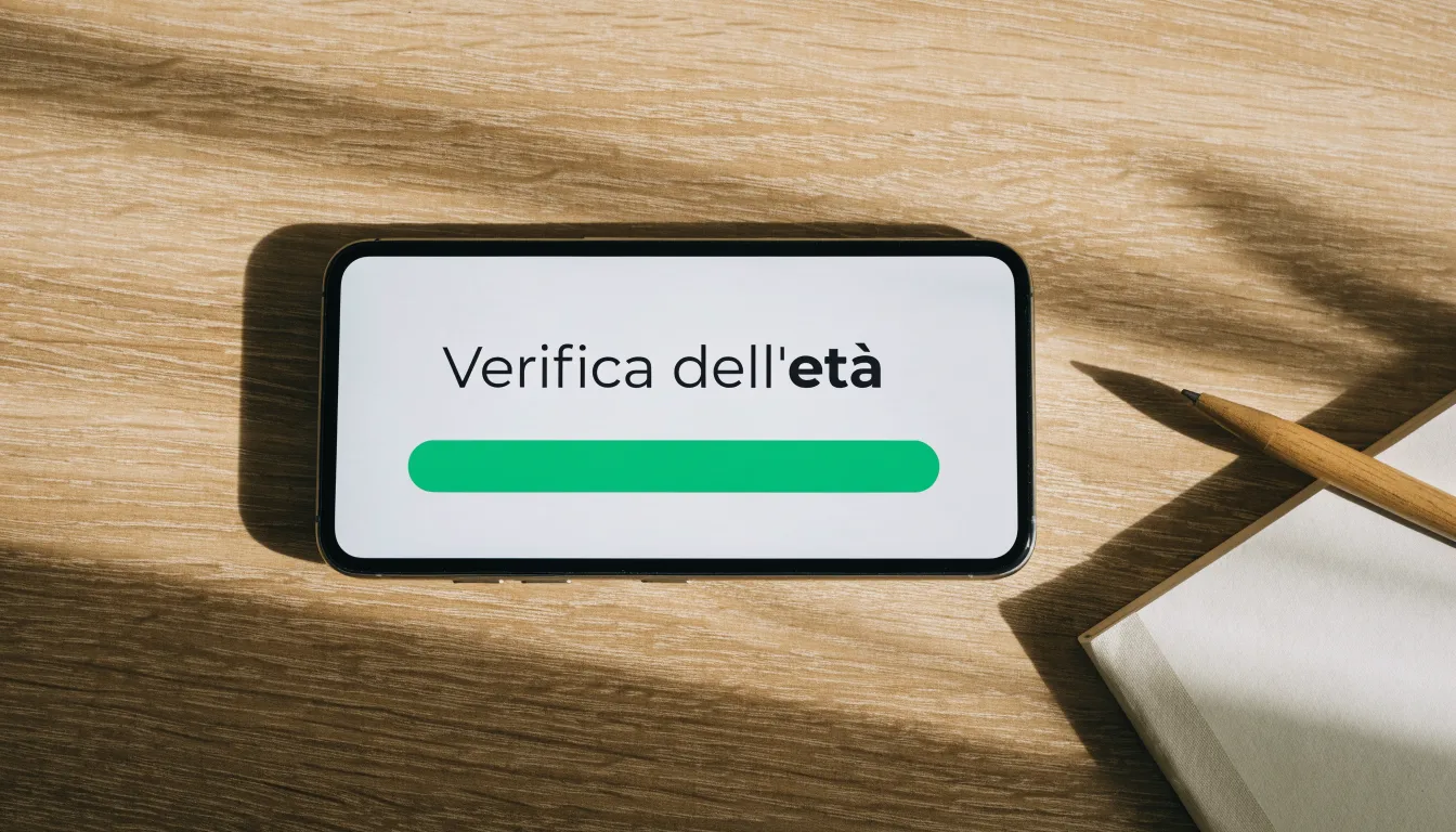 Un foglio di concessione in carta con un timbro rosso, appoggiato su una scrivania di legno accanto a una penna